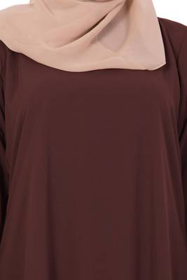 Brown kashibo Plain Stitched Islamic Abaya 6
