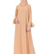 Beige kashibo Plain Stitched Islamic Abaya