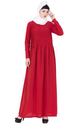 Red kashibo Plain Stitched Islamic Abaya 1