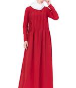 Red kashibo Plain Stitched Islamic Abaya