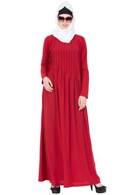 Red kashibo Plain Stitched Islamic Abaya 2
