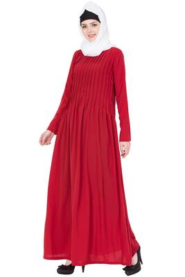Red kashibo Plain Stitched Islamic Abaya 3
