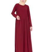 Maroon kashibo Plain Stitched Islamic Abaya
