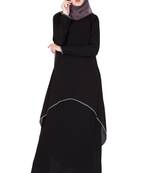 Black kashibo Plain Stitched Islamic Abaya