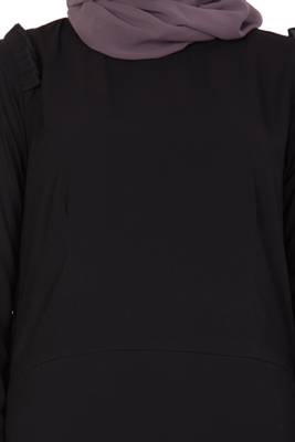 Black kashibo Plain Stitched Islamic Abaya 5