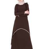 Coffee Brown kashibo Plain Stitched Islamic Abaya