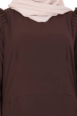 Coffee Brown kashibo Plain Stitched Islamic Abaya 5