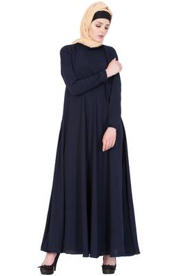 Navy Blue kashibo Plain Stitched Islamic Abaya 1