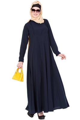 Navy Blue kashibo Plain Stitched Islamic Abaya 2