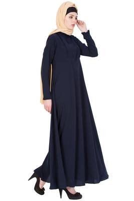 Navy Blue kashibo Plain Stitched Islamic Abaya 4