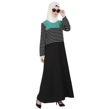 Black printed poly crepe stitched islamic abaya 1