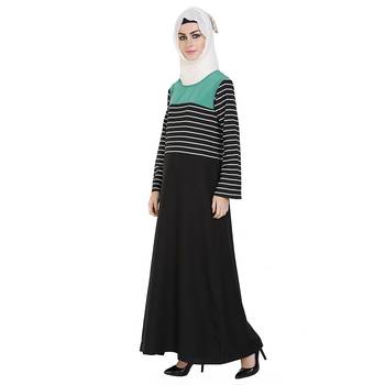 Black printed poly crepe stitched islamic abaya 4