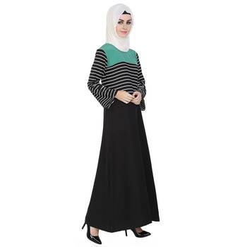 Black printed poly crepe stitched islamic abaya 6