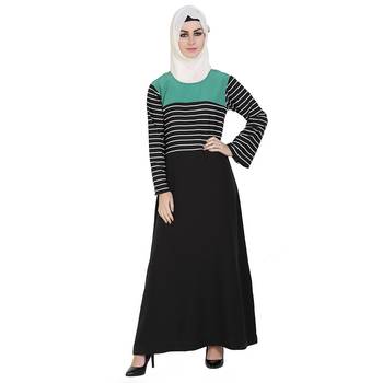 Black printed poly crepe stitched islamic abaya 7