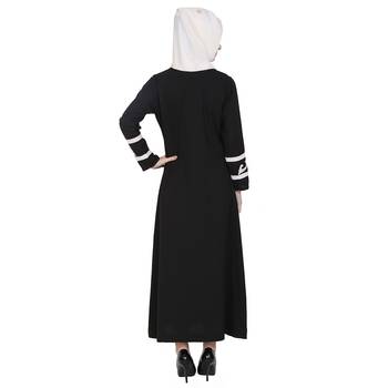 Black printed polyester stitched islamic abaya 2