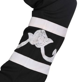 Black printed polyester stitched islamic abaya 6