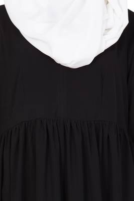 Black kashibo Plain Stitched Islamic Abaya 5