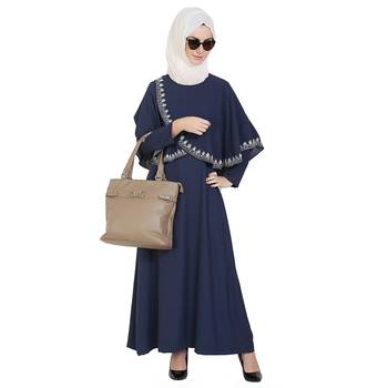 Blue printed Kashibo stitched islamic abaya 1