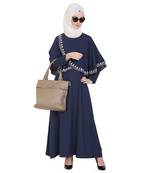 Blue printed Kashibo stitched islamic abaya