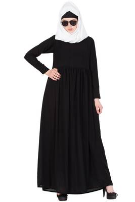 Black kashibo Plain Stitched Islamic Abaya 6