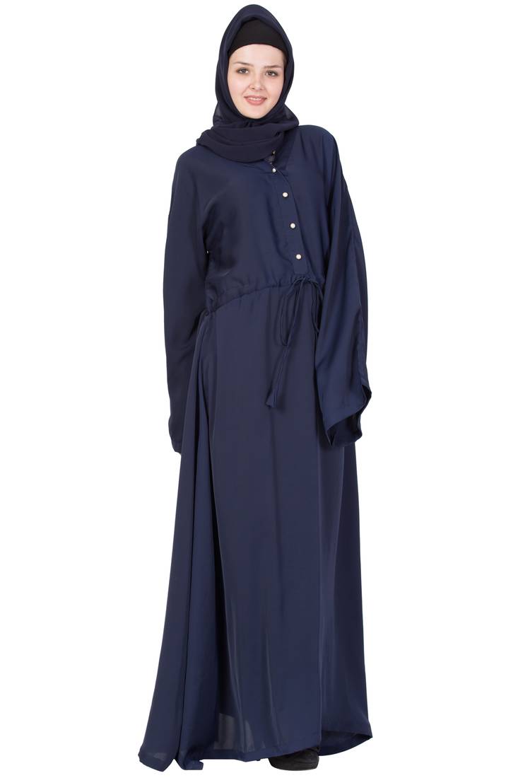 Arabic Hand embroidered Umbrella Nida Abaya  Navy Blue