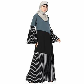Multicolor printed polyester stitched islamic abaya 2