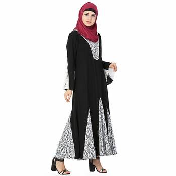 Multicolor printed polyester stitched islamic abaya 1