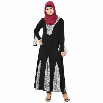 Multicolor printed polyester stitched islamic abaya 3