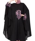 Black Nida Plain Stitched Islamic Kaftan Abaya