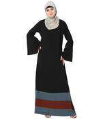 Black plain polyester stitched islamic abaya