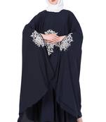 Navy Blue Nida Plain Stitched Islamic Kaftan Abaya