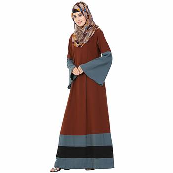 Brown plain polyester stitched islamic abaya 1