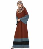 Brown plain polyester stitched islamic abaya