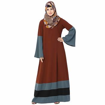 Brown plain polyester stitched islamic abaya 3