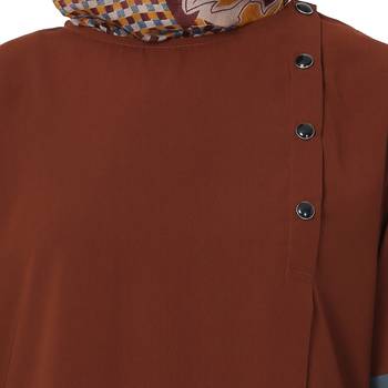 Brown plain polyester stitched islamic abaya 6