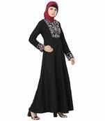 Black plain polyester stitched islamic abaya