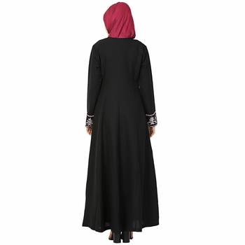 Black plain polyester stitched islamic abaya 5