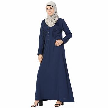 Blue plain polyester stitched islamic abaya 2