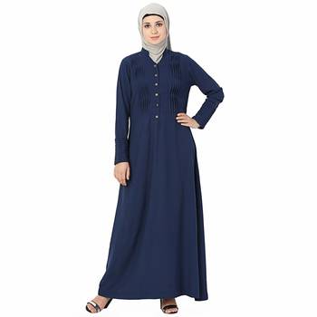Blue plain polyester stitched islamic abaya 1