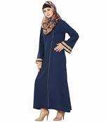 Blue plain polyester stitched islamic abaya