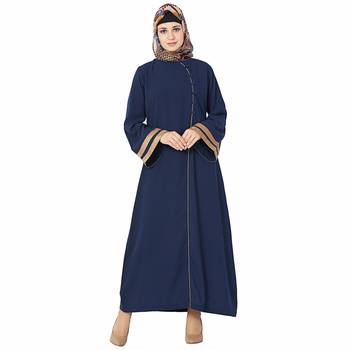 Blue plain polyester stitched islamic abaya 3