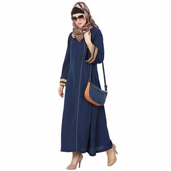 Blue plain polyester stitched islamic abaya 4
