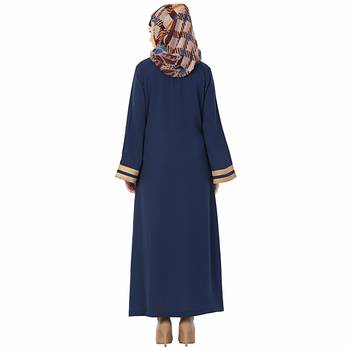 Blue plain polyester stitched islamic abaya 5