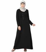Black plain polyester stitched islamic abaya