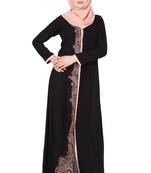 Black And Peach Nida Embroidered Stitched Islamic Abaya