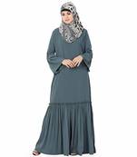 Grey plain polyester stitched islamic abaya