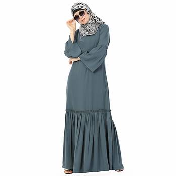 Grey plain polyester stitched islamic abaya 2