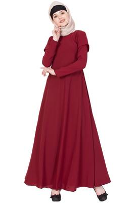Maroon kashibo Plain Stitched Islamic Abaya 1