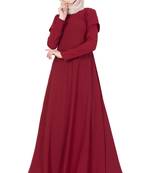 Maroon kashibo Plain Stitched Islamic Abaya