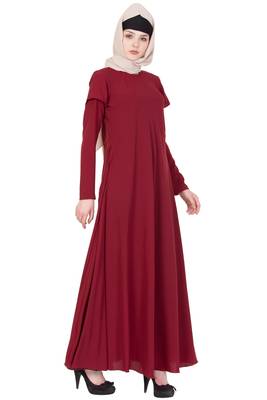 Maroon kashibo Plain Stitched Islamic Abaya 3